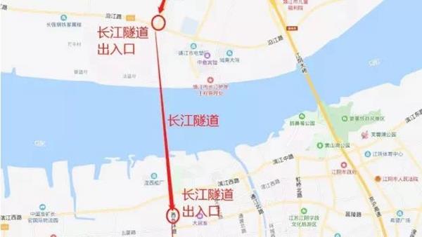 隧道南北分别连接江阴市和靖江市,北起靖江公新公路与城西大道交叉口