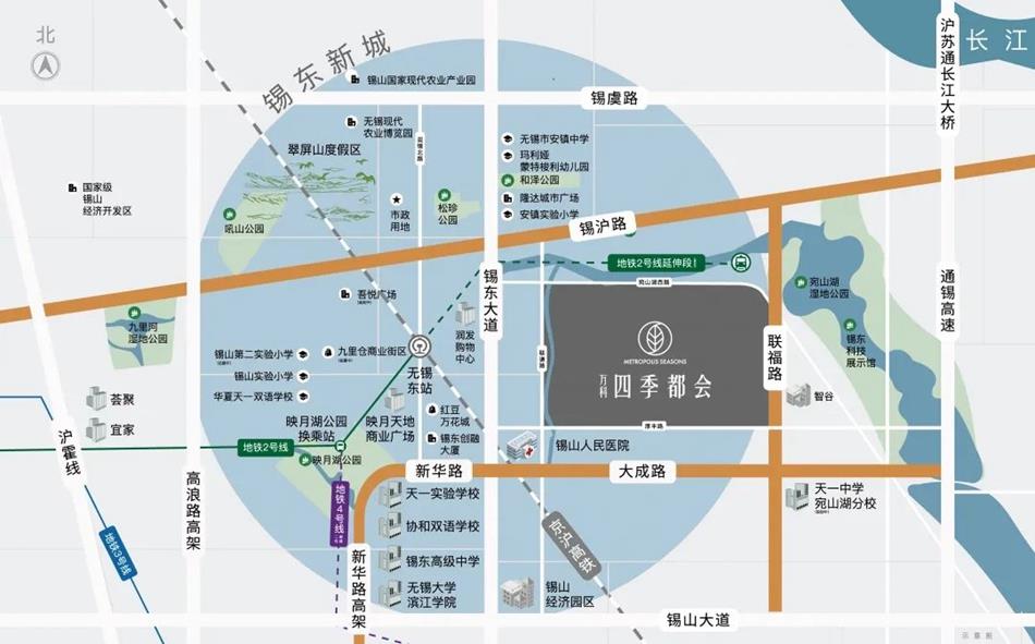 此外,地块紧邻宛山湖生态科技城总面积5000亩的宛山湖湿地公园,生态