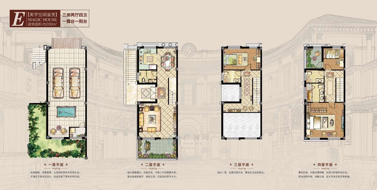 太平洋城中城 e户型三房两厅四卫200平方米